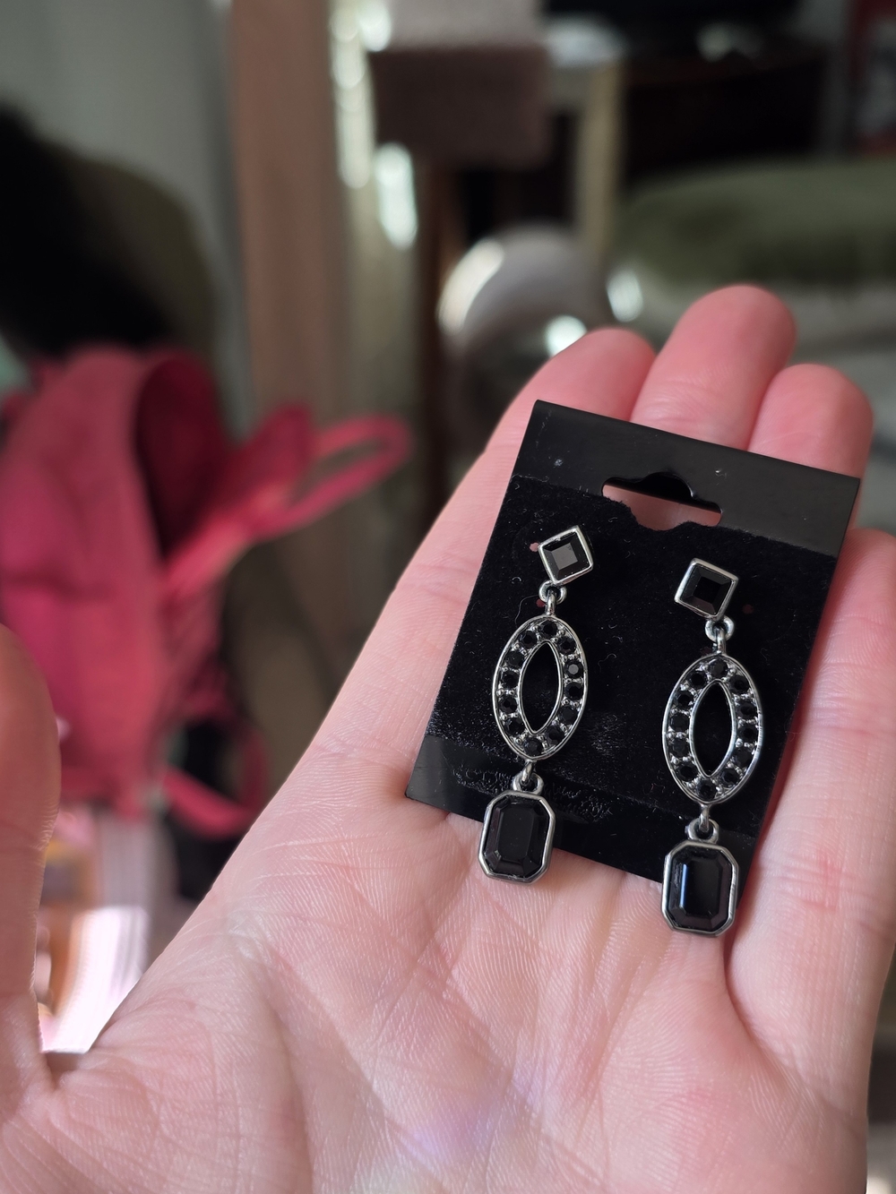 GIVENCHY Black Drop Earrings with Hematite Accents - Women Jewelry